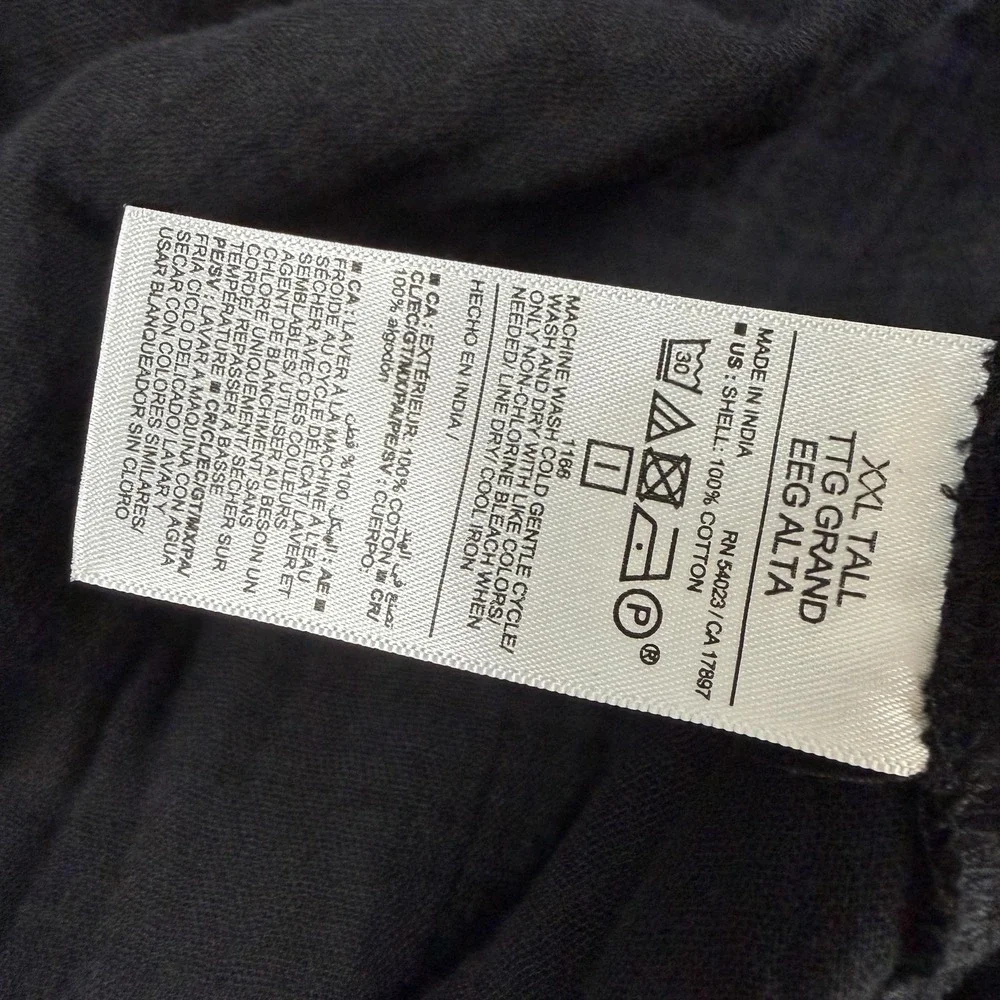 Old Navy Shirt Mens XXL‎ Tall Black Solid Long Sleeve Button Front Casual NWT